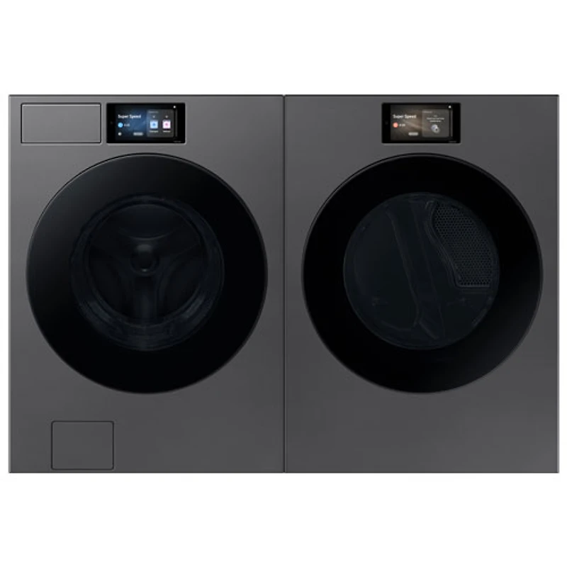 Laveuse à vapeur haute efficacité à chargement frontal de 6,1 pi³ de Samsung (WF90F53ADSA5) - Acier noir