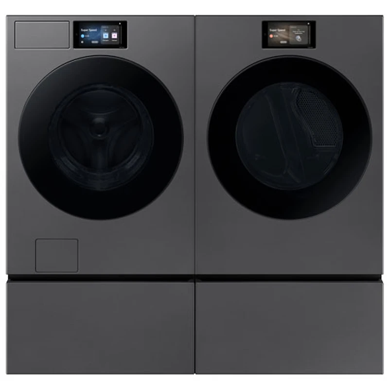 Laveuse à vapeur haute efficacité à chargement frontal de 6,1 pi³ de Samsung (WF90F53ADSA5) - Acier noir