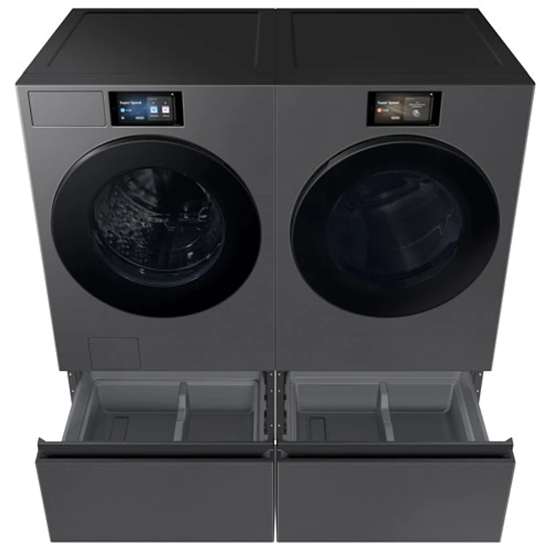 Laveuse à vapeur haute efficacité à chargement frontal de 6,1 pi³ de Samsung (WF90F53ADSA5) - Acier noir
