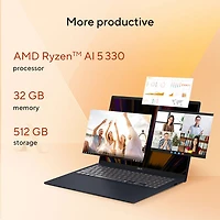 Portable Vivobook Copilot+ PC de 16 po d'ASUS - Bleu calme (Ryzen AI 7 350 d'AMD/mémoire vive de 32 Go/disque SSD de 1 To/Windows 11)
