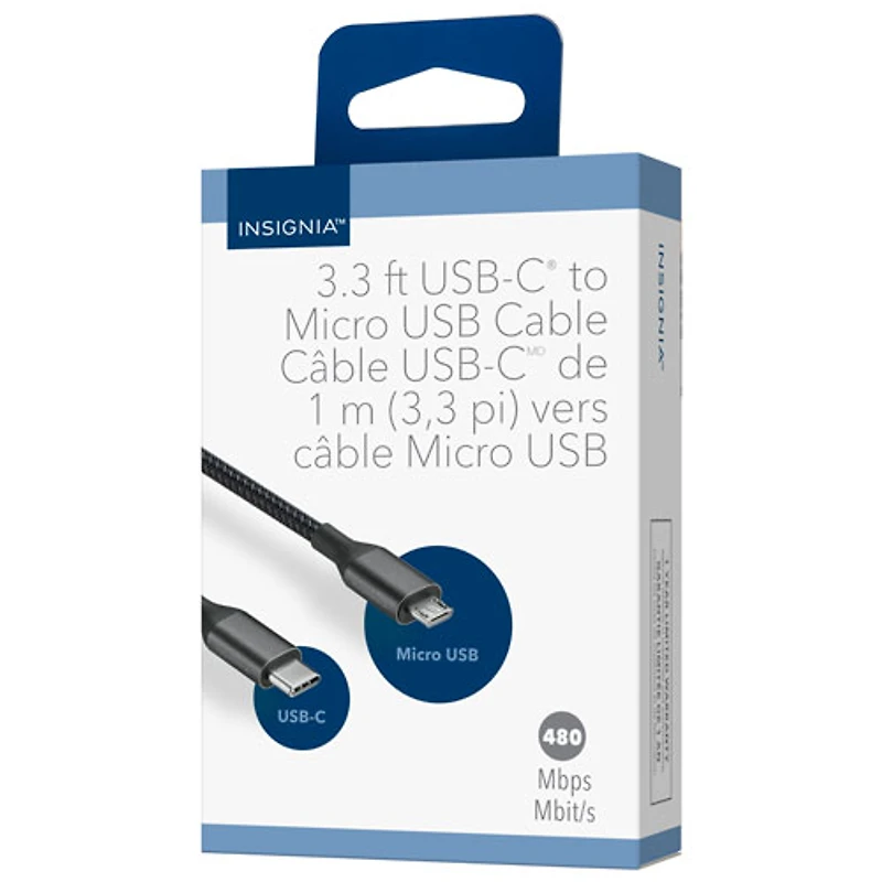 Insignia 1m (3.3 ft.) Micro USB to USB-C Cable - Only at Best Buy