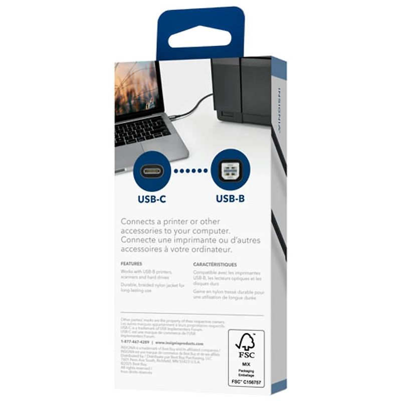 Insignia 0.91m (3 ft.) USB-B to USB-C Cable (NS-DCC2B26-C) - Only at Best Buy