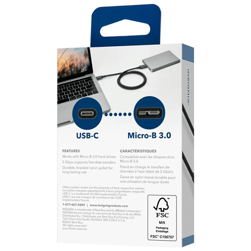 Insignia 1m (3 ft.) USB Micro B to USB-C Cable (NS-DCC2M326-C) - Only at Best Buy