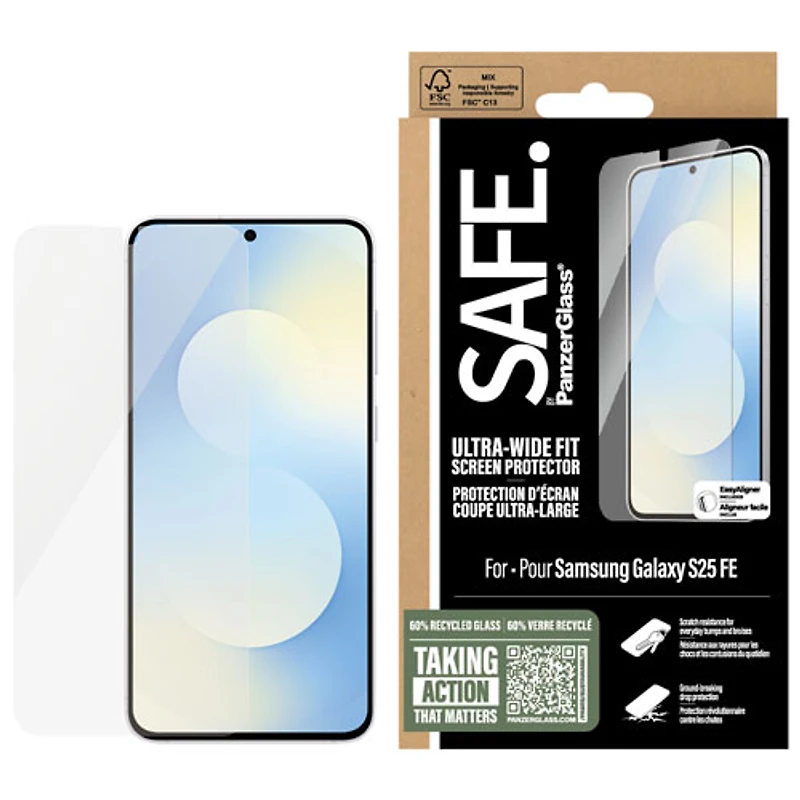 Protecteur d'écran ultralarge SAFE de PanzerGlass pour Galaxy S25 FE de PanzerGlass - Transparent