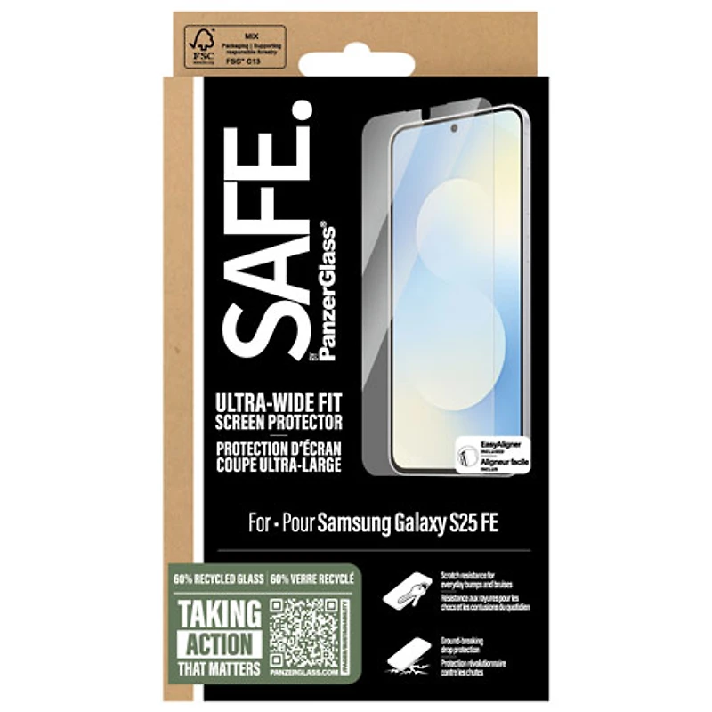 Protecteur d'écran ultralarge SAFE de PanzerGlass pour Galaxy S25 FE de PanzerGlass - Transparent