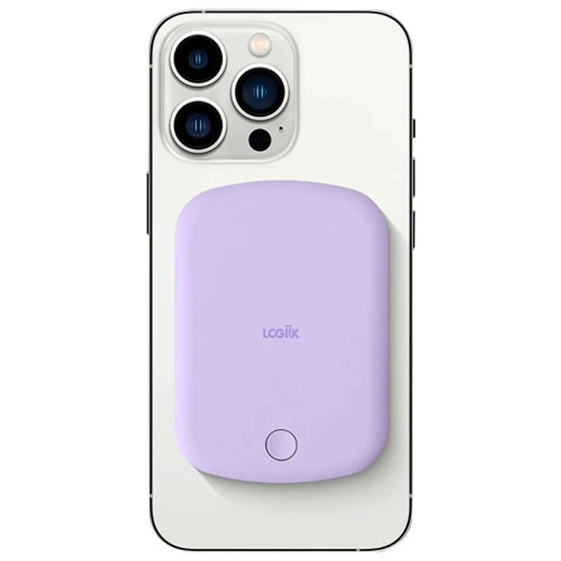 Logiix Vibrance Piston 5000 mAh 12W USB-C Power Bank with MagSafe - Lavender