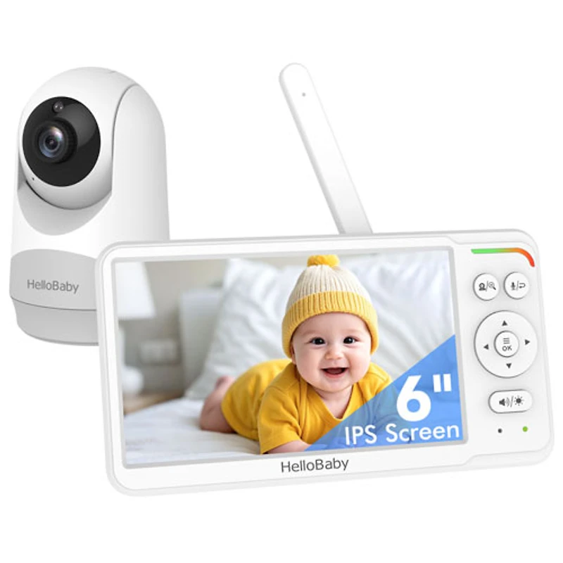 Interphone de surveillance vidéo 6 po avec batterie 30 h, panorama/inclinaison/zoom et audio bidirectionnel de HelloBaby (HB6260)