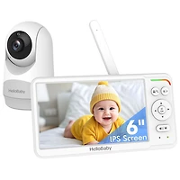 Interphone de surveillance vidéo 6 po avec batterie 30 h, panorama/inclinaison/zoom et audio bidirectionnel de HelloBaby (HB6260)