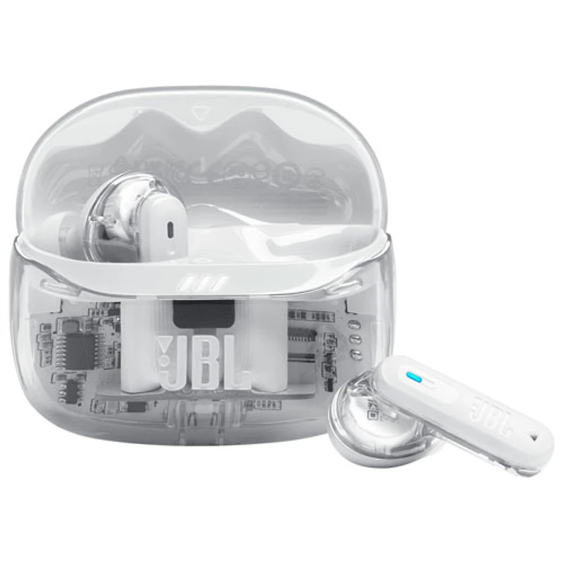 Écouteurs boutons 100 % sans fil à suppression du bruit Tune Beam 2 édition Ghost de JBL - Blanc fantôme