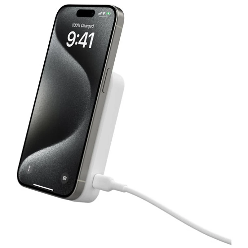 Belkin BoostCharge Pro Magnetic 10000 mAh Power Bank with Qi2 15W Charging + Cable - White