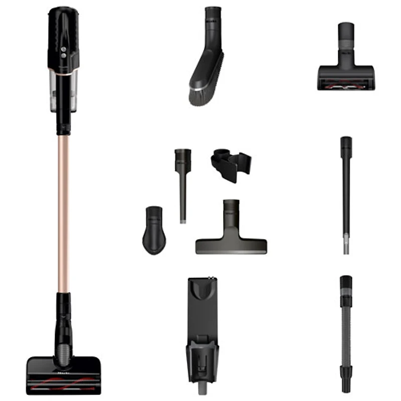 Aspirateur-balai sans fil sans sac Duoflex HX1 Total Care de MIELE - Noir obsidienne/Rose doré