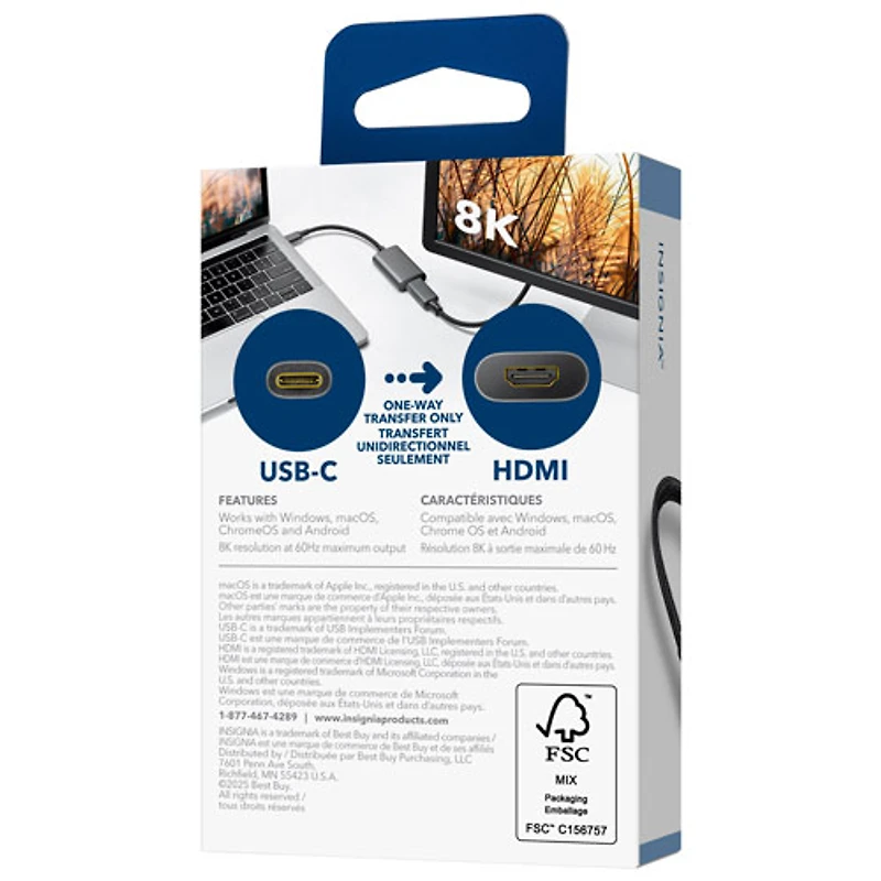 Insignia USB-C to HDMI 2.1 Adapter (NS-C2HDM21F-C) - Only at Best Buy