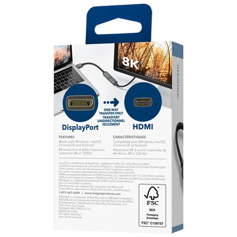 Insignia Display Port 1.4 to HDMI 2.1 8K Adapter (NS-PCDPHDAB26-C) - Only at Best Buy