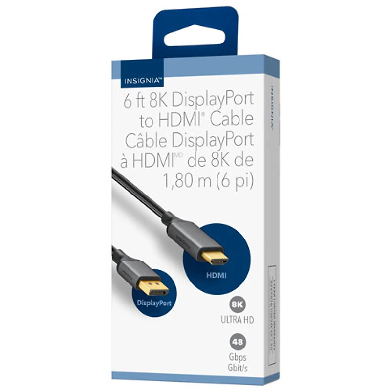 Insignia 1.83m (6 ft.) DisplayPort 1.4 to 8K Ultra HD HDMI Cable - Only at Best Buy