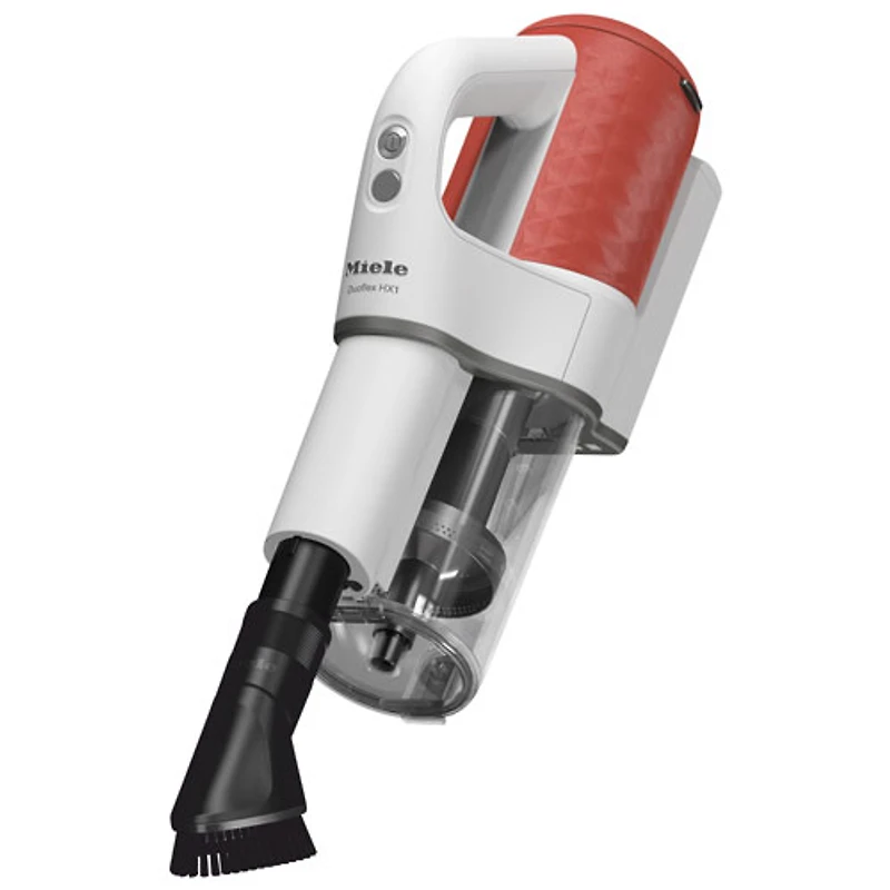 Aspirateur-balai sans fil sans sac Duoflex HX1 de Miele - Blanc/Rouge terra