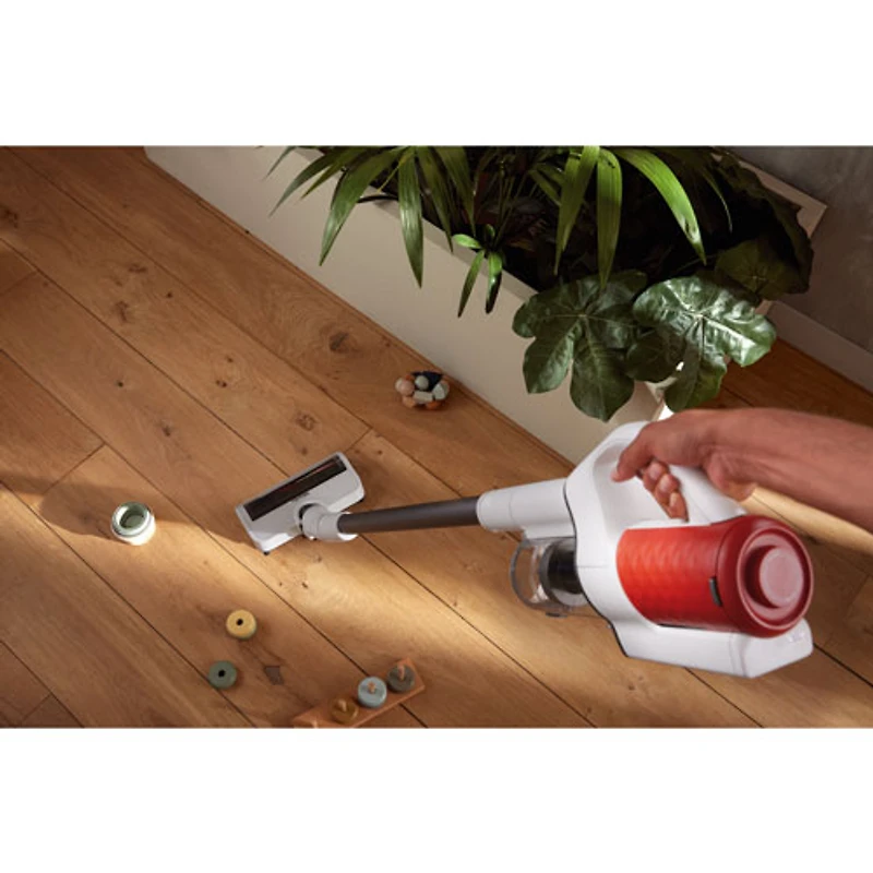 Aspirateur-balai sans fil sans sac Duoflex HX1 de Miele - Blanc/Rouge terra