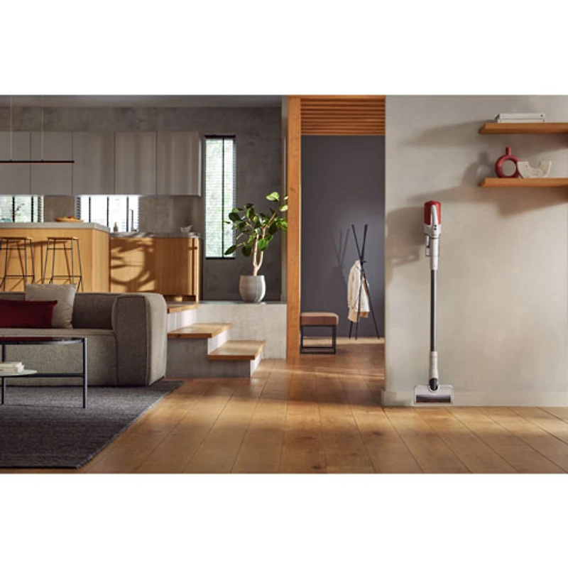 Aspirateur-balai sans fil sans sac Duoflex HX1 de Miele - Blanc/Rouge terra
