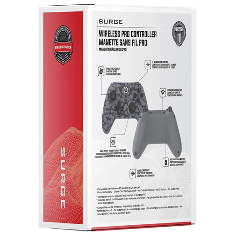 Manette sans fil Pro de Surge pour Switch/Switch 2/PC - Camouflage gris
