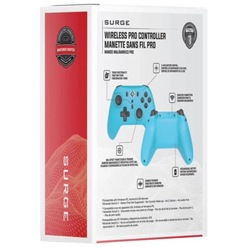 Surge Wireless Pro Controller for Switch/Switch 2/PC - Blue