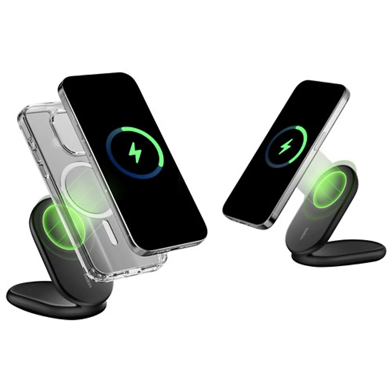 Belkin 15W Qi2 Wireless Charging Stand with MagSafe for iPhone & Apple AirPods - Black