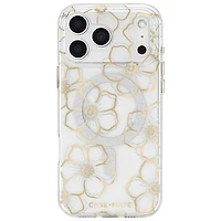 Étui rigide ajusté avec MagSafe de Case-Mate pour iPhone 17 Pro Max - Fleurs et pierres/Doré