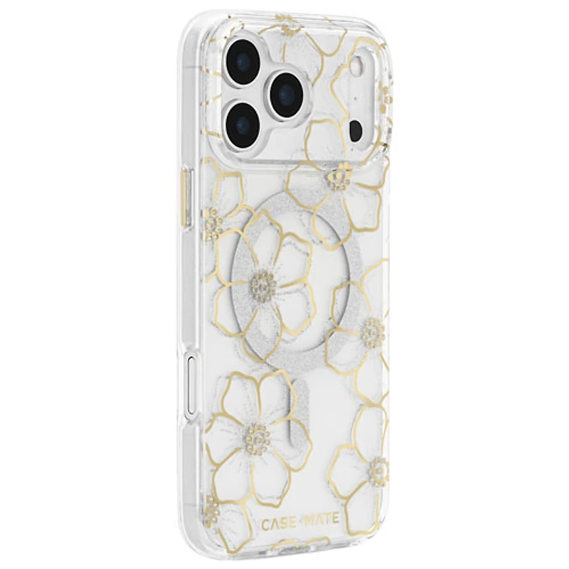 Étui rigide ajusté avec MagSafe de Case-Mate pour iPhone 17 Pro Max - Fleurs et pierres/Doré