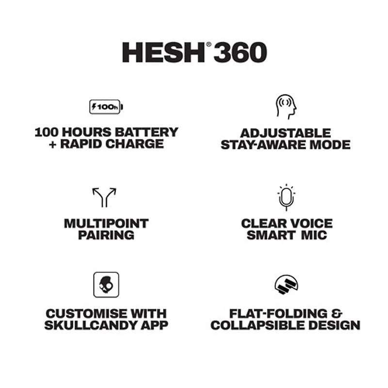 Casque d'écoute Bluetooth à isolation sonore Hesh 360 de Skullcandy - Os