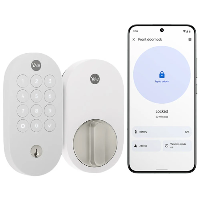 Yale Bluetooth Smart Lock with Keypad & Matter Capability - Snow White