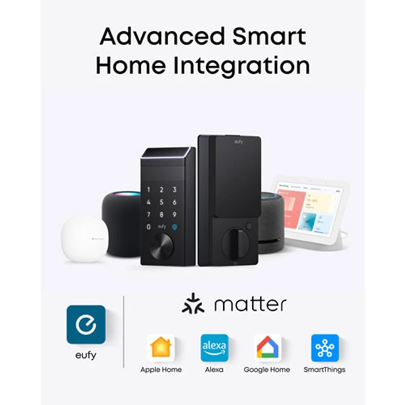 eufy FamiLock E35 Palm-Vein Keyless Entry Wi-Fi Smart Lock with Keypad & Key - Black