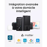 Serrure intelligente Wi-Fi à détection des veines de la paume FamiLock E35 d'eufy avec pavé numérique et clé - Noir