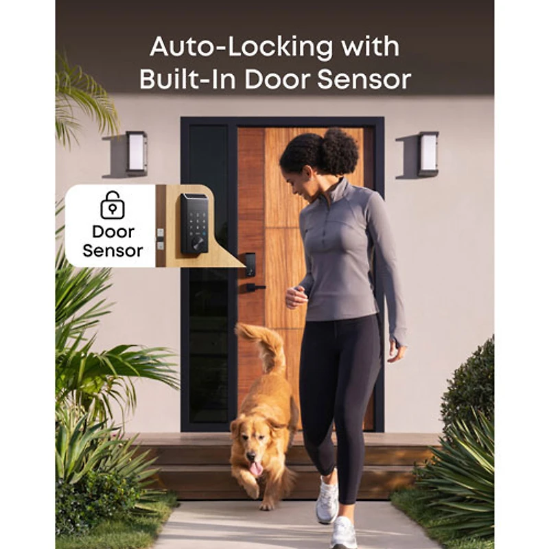 Serrure intelligente Wi-Fi à détection des veines de la paume FamiLock E35 d'eufy avec pavé numérique et clé - Noir