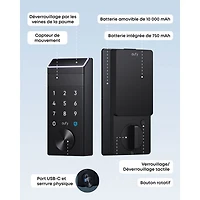 eufy FamiLock E35 Palm-Vein Keyless Entry Wi-Fi Smart Lock with Keypad & Key - Black
