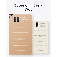 eufy FamiLock E35 Palm-Vein Keyless Entry Wi-Fi Smart Lock with Keypad & Key - Black