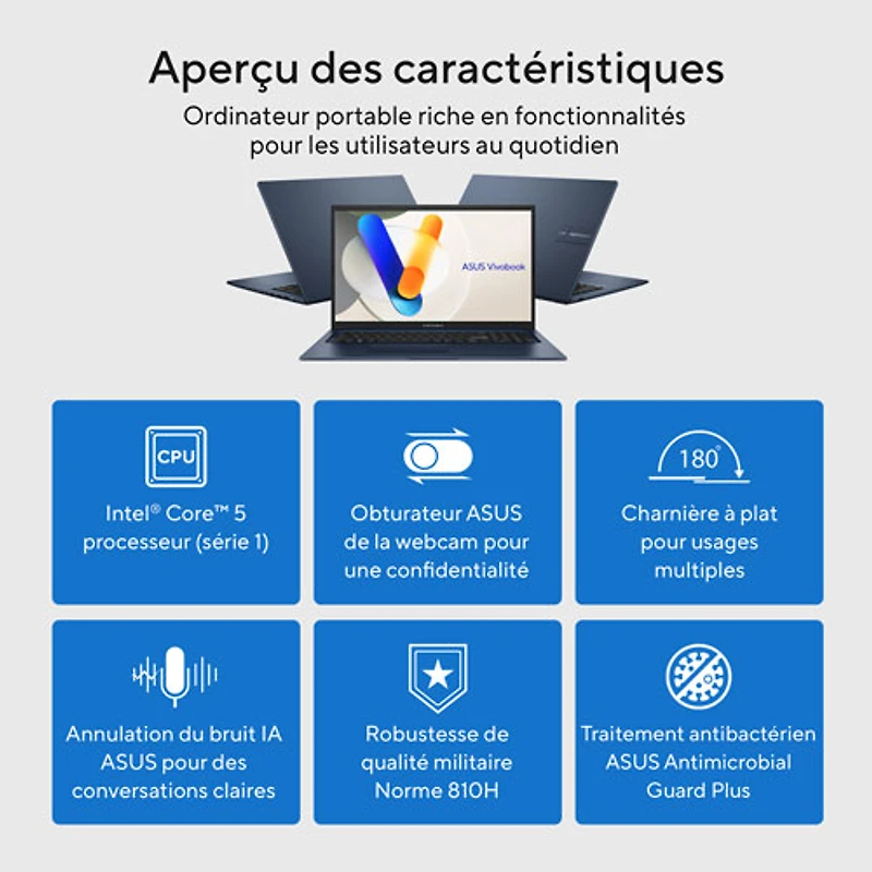 ASUS VivoBook 17.3" Laptop - Quiet Blue (Intel Core 5 120U/16GB RAM/1TB SSD/Windows 11)