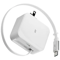 Chargeur mural USB-C PD de 45 W avec câble rétractable intégré de LBT (LBTPD20W)