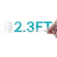 Chargeur mural USB-C PD de 45 W avec câble rétractable intégré de LBT (LBTPD20W)