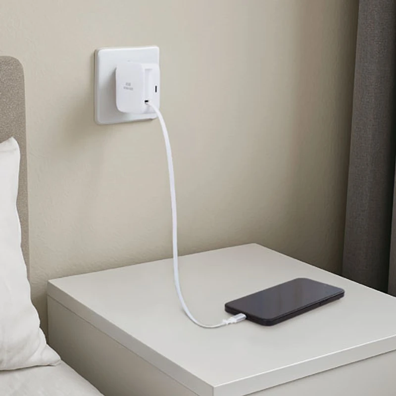 Chargeur mural USB-C PD de 45 W avec câble rétractable intégré de LBT (LBTPD20W)