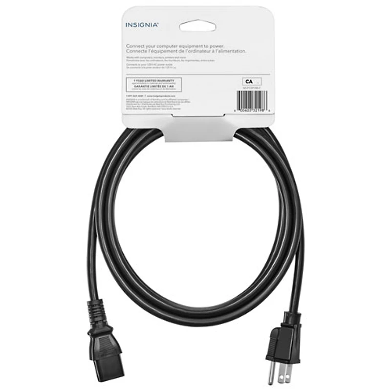 Insignia 3.05m (10ft.) AC Power Cable (NS-PC2P10B-C) - Only at Best Buy