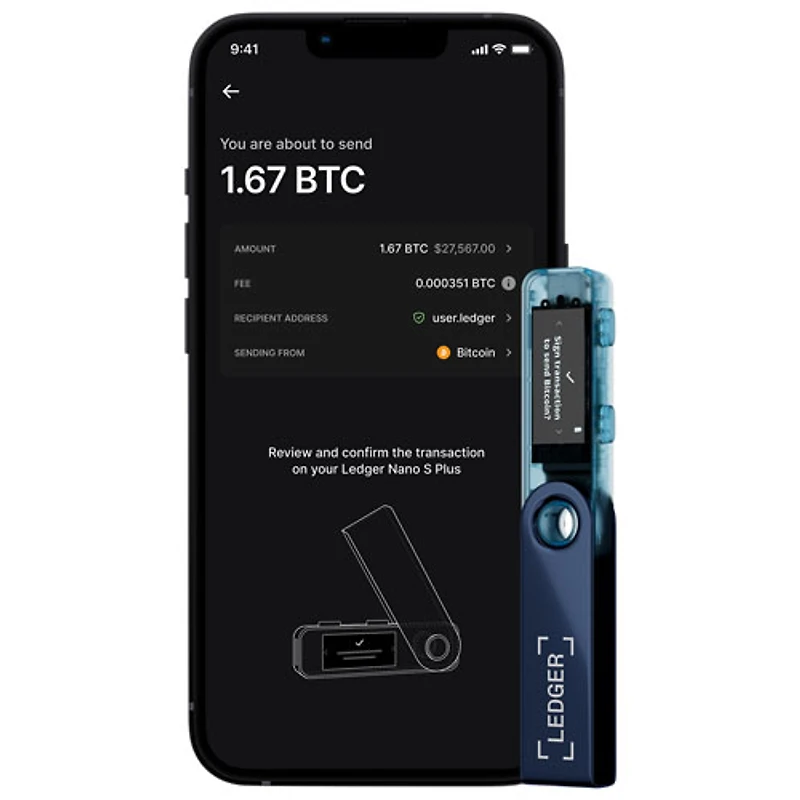 Portefeuille physique de cryptomonnaie USB-C Nano S Plus de Ledger - Bleu Neptune