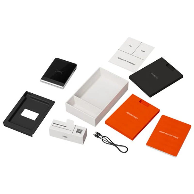 Portefeuille physique de cryptomonnaie à encre électronique 2,84 po USB-C/Bluetooth avec clé de récupération Flex de Ledger - Orange