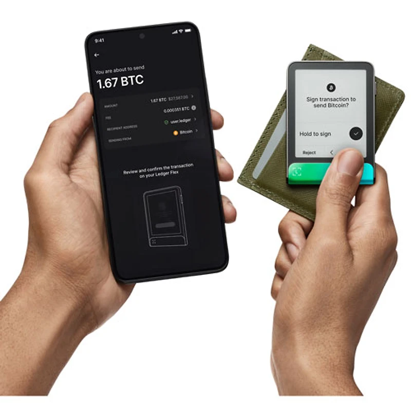 Portefeuille physique de cryptomonnaie à encre électronique 2,84 po USB-C/Bluetooth avec clé de récupération Flex de Ledger