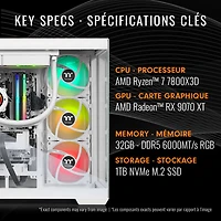 Ordinateur de jeu View de Thermaltake (Ryzen 7 7800X3D d'AMD/RAM 32 Go/SSD 1 To/Radeon RX 9070 XT) - Anglais - Exclusivité Best Buy