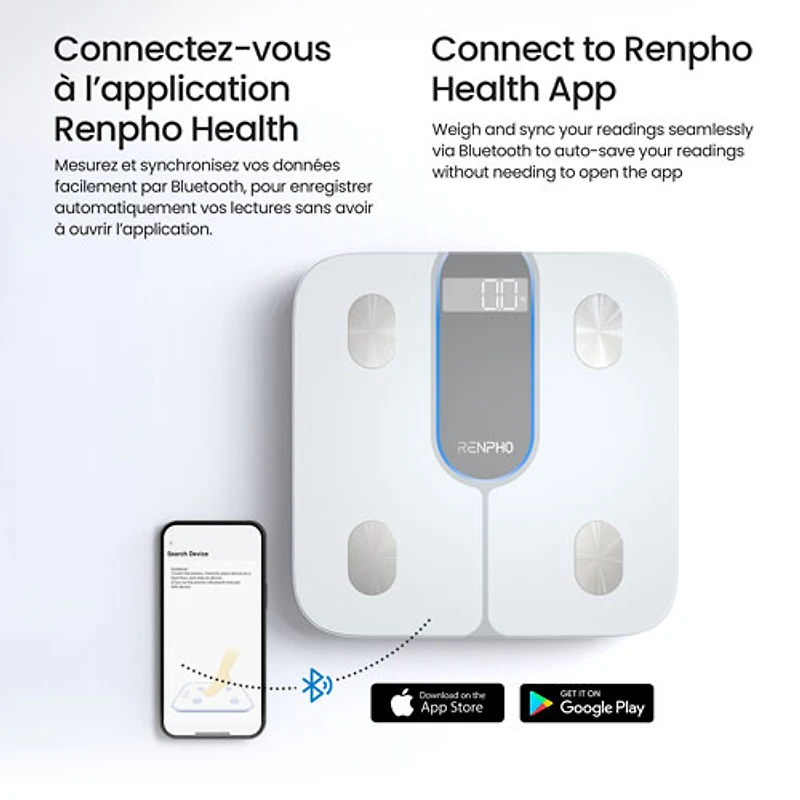 Pèse-personne intelligent Bluetooth Elis 1C de Renpho - Blanc