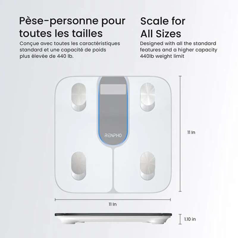 Pèse-personne intelligent Bluetooth Elis 1C de Renpho - Blanc