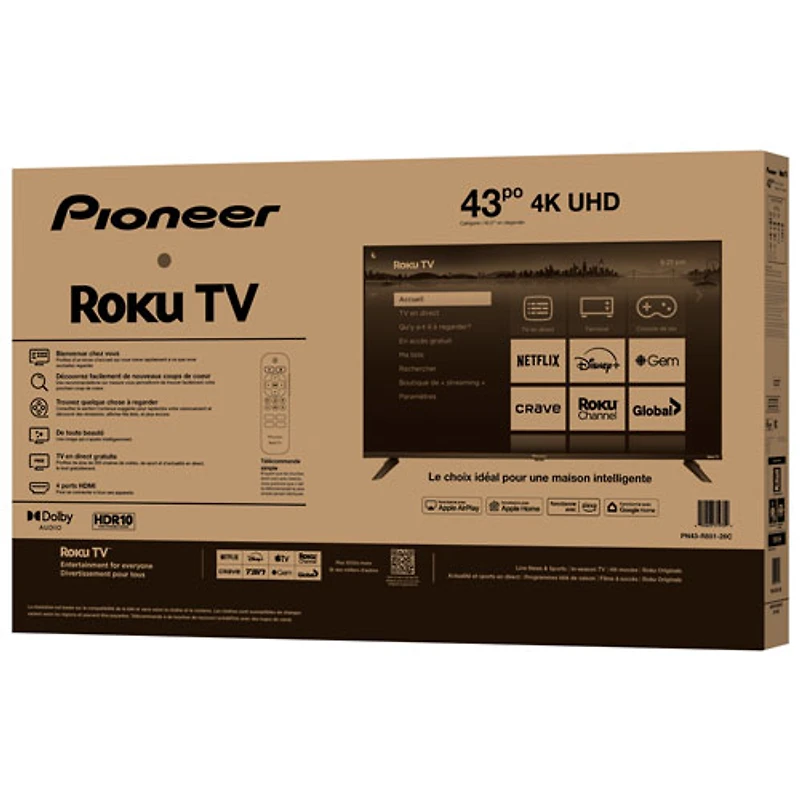 Téléviseur intelligent Roku TV ACL HDR UHD 4K de 43 po série R851 de Pioneer (PN43-R851-26C) - 2025 - Exclusivité Best Buy