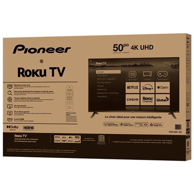 Téléviseur intelligent Roku TV ACL UHD 4K de 50 po série R851 de Pioneer (PN50-R851-26C) - 2025 - Exclusivité Best Buy