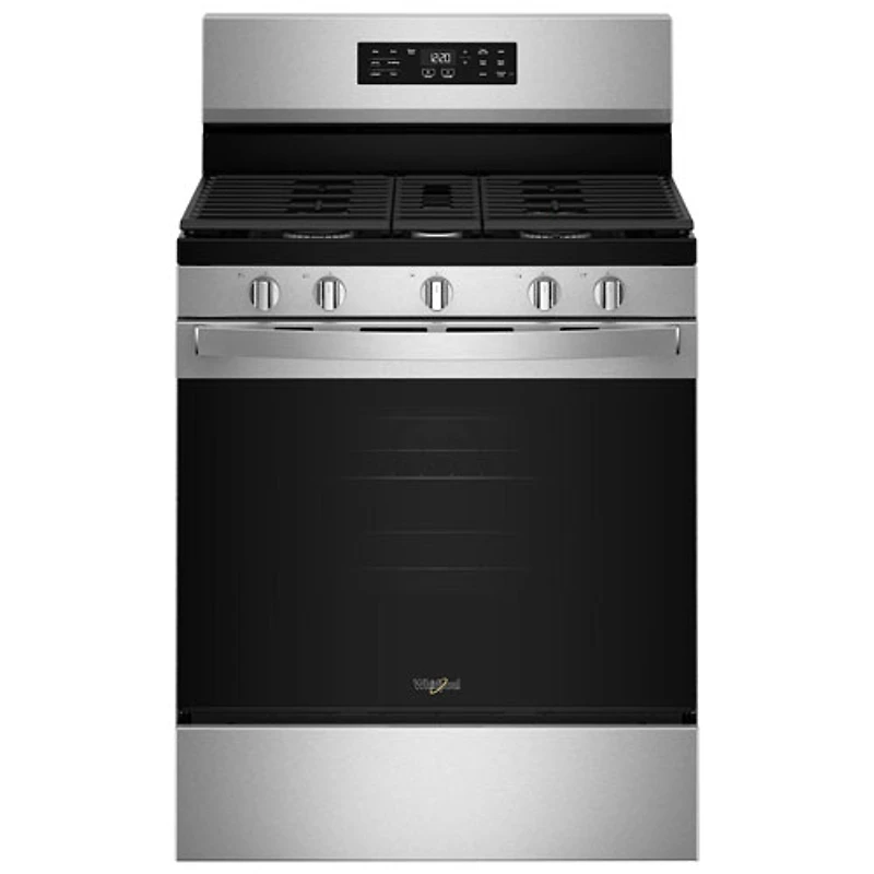 Cuisinière à gaz autonome à 5 brûleurs avec ventilateur à convection et friture à l'air 5 pi³ 30 po de Whirlpool (WFGS4530SZ) - Acier inoxydable
