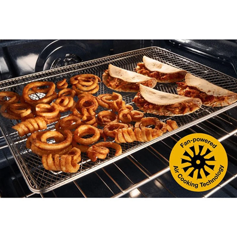 Cuisinière à gaz autonome à 5 brûleurs avec ventilateur à convection et friture à l'air 5 pi³ 30 po de Whirlpool (WFGS4530SZ) - Acier inoxydable