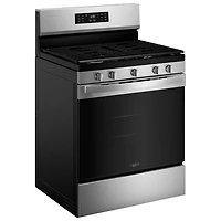 Cuisinière à gaz autonome à 5 brûleurs avec ventilateur à convection et friture à l'air 5 pi³ 30 po de Whirlpool (WFGS4530SZ) - Acier inoxydable