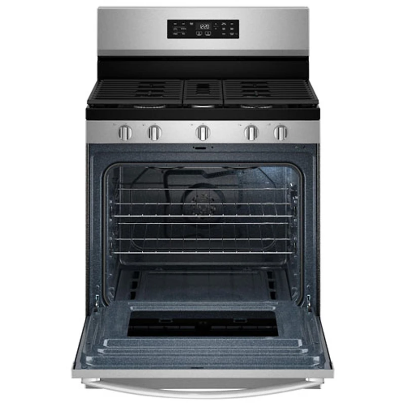 Cuisinière à gaz autonome à 5 brûleurs avec ventilateur à convection et friture à l'air 5 pi³ 30 po de Whirlpool (WFGS4530SZ) - Acier inoxydable